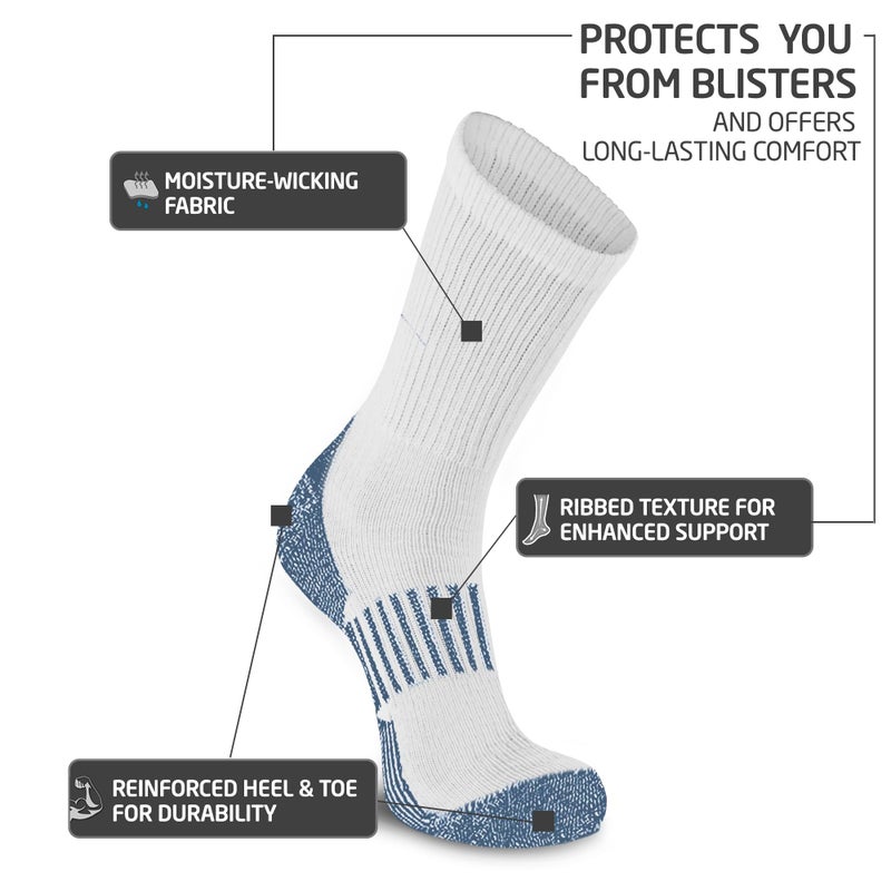 HOT FEET 4 Pack Work Socks for Men & Women - Breathable Boot Hiking Socks, Moisture Wicking Thick Wool Socks, Sizes 6-12.5, Man, Gray & Blue - Image 4